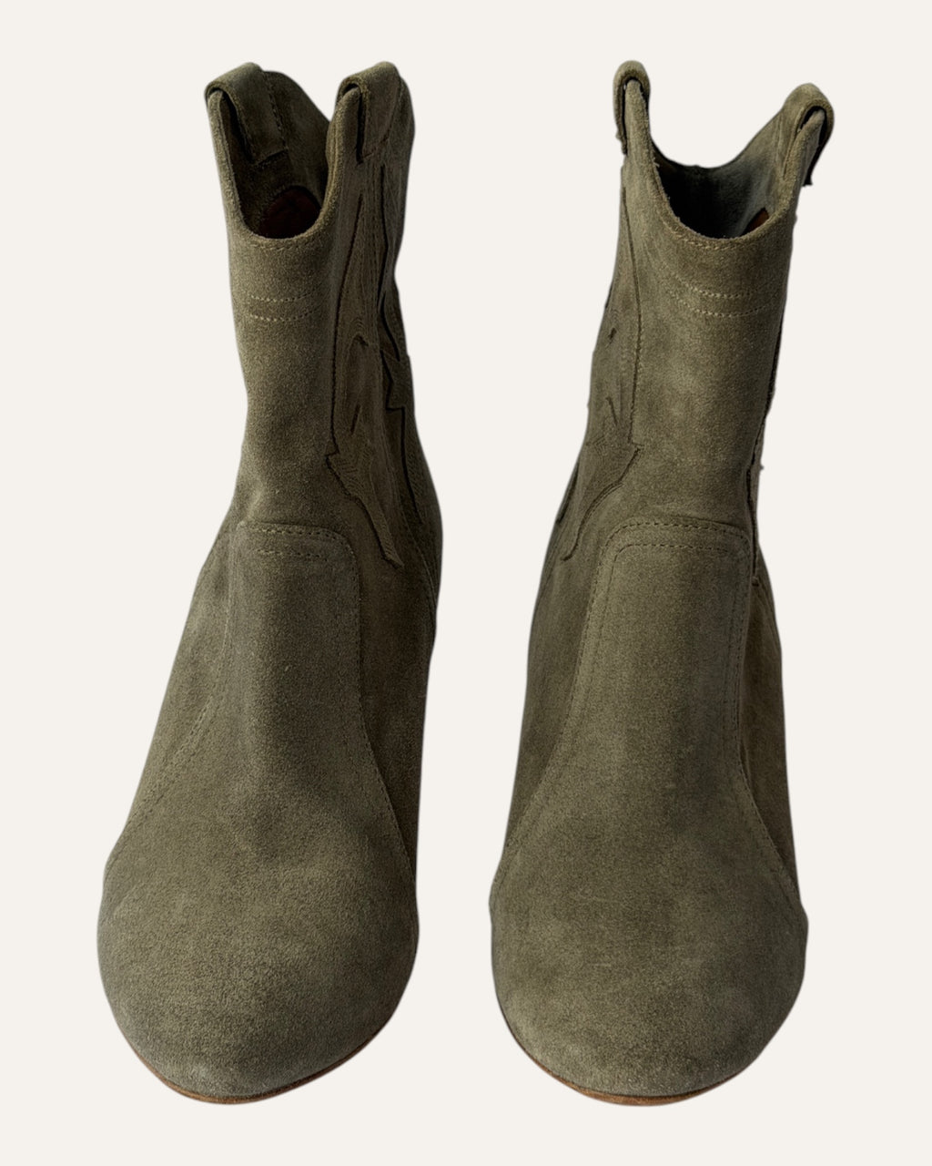 BA&SH Caitlin boots green, BA&SH pointed toe ankle boots, BA&SH leather western boots size 36, pine green leather ankle boots