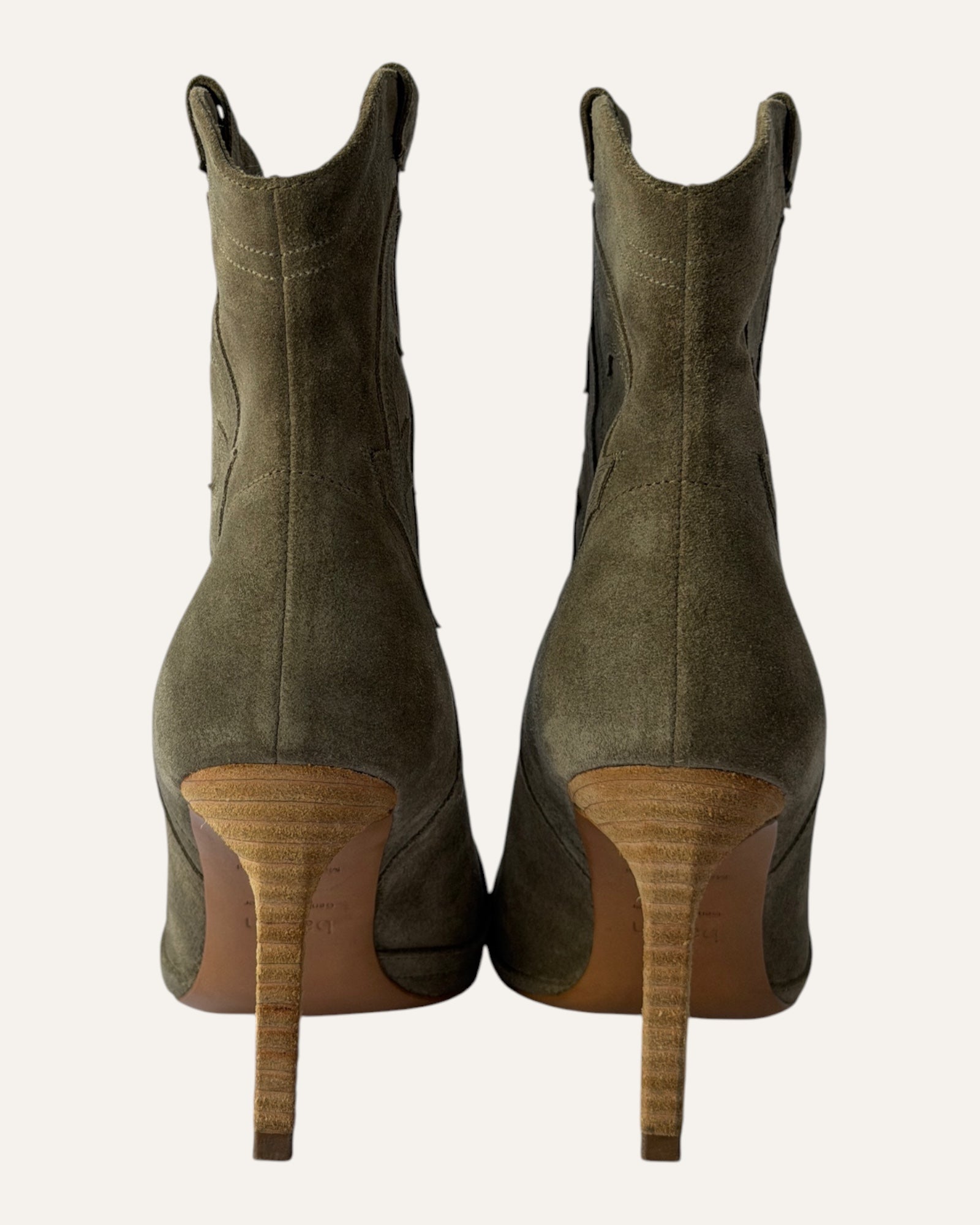 BA&SH Caitlin boots green, BA&SH pointed toe ankle boots, BA&SH leather western boots size 36, pine green leather ankle boots