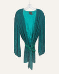 Retrofête Gabrielle emerald green sequin robe jacket with velvet tie belt