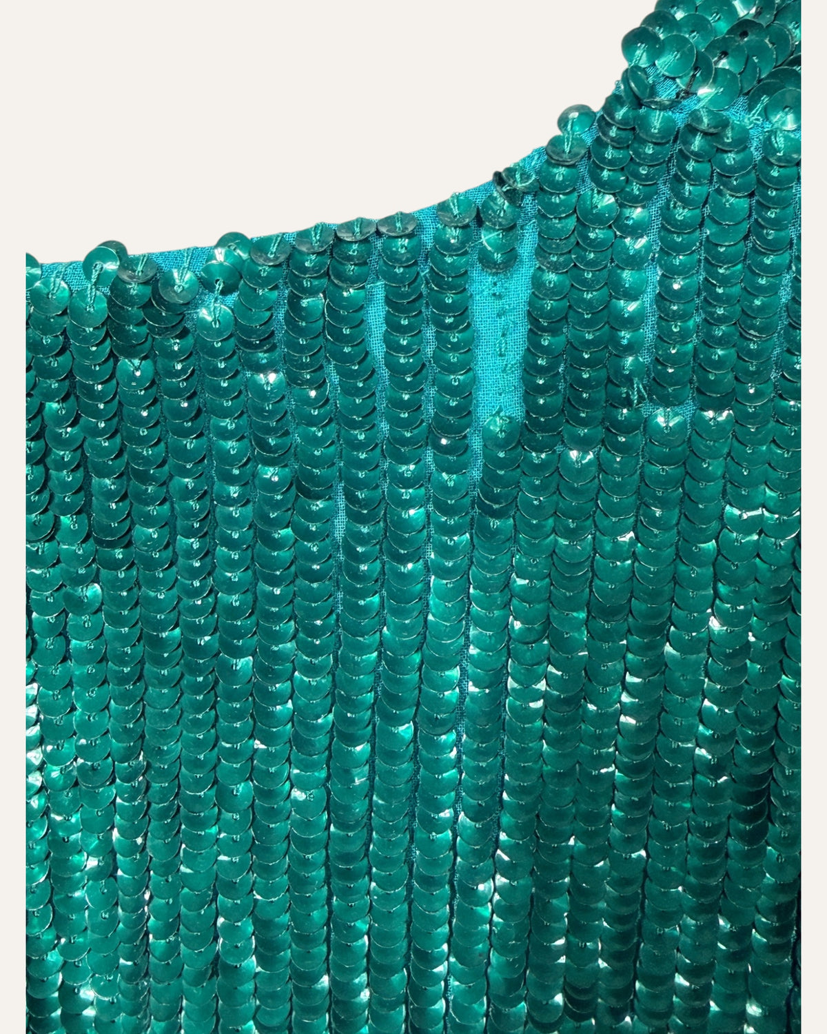 Retrofête Gabrielle emerald green sequin robe jacket with velvet tie belt