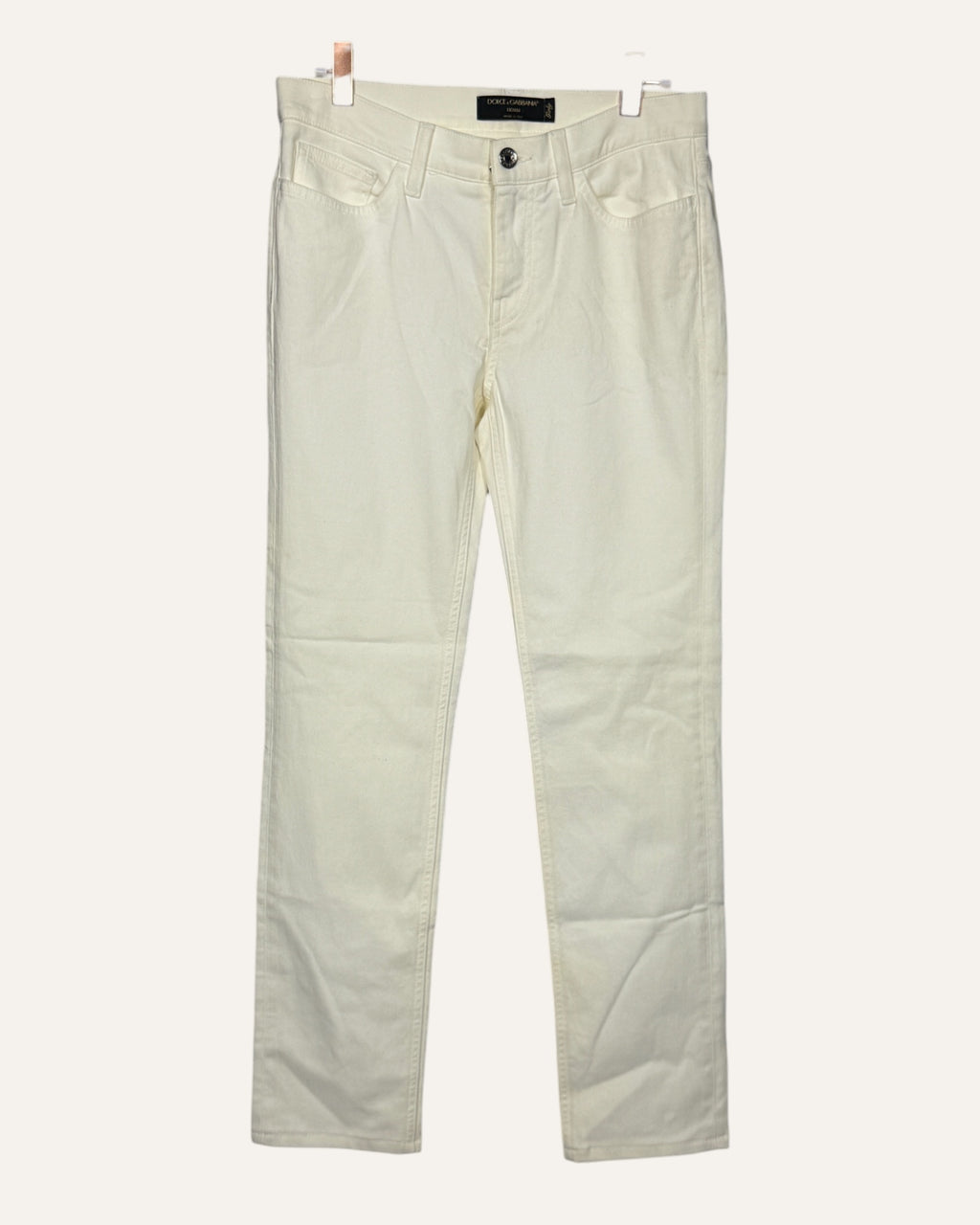 Dolce & Gabbana white straight leg jeans with five-pocket styling