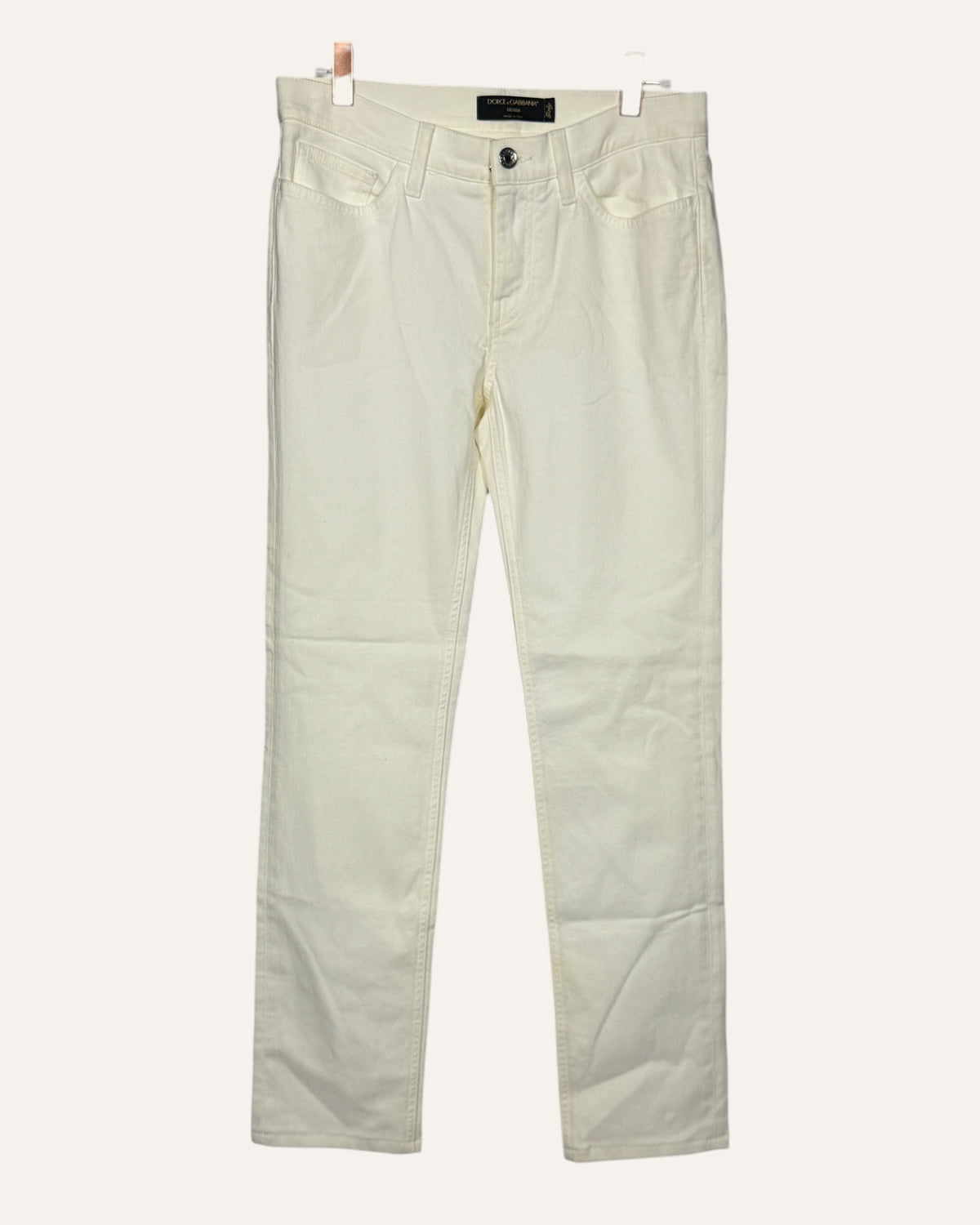 Dolce & Gabbana white straight leg jeans with five-pocket styling