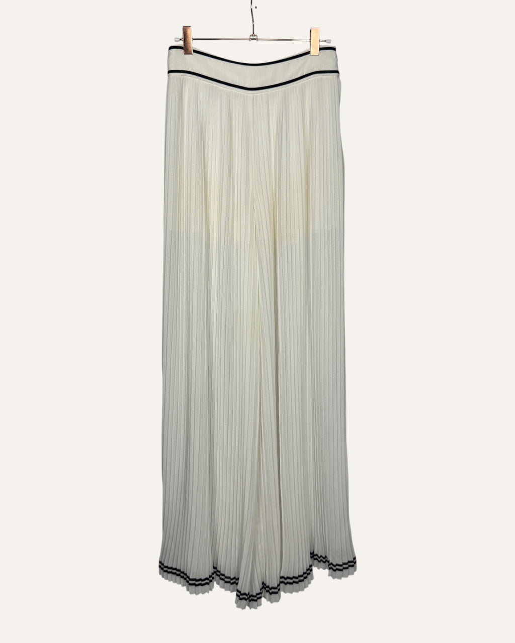 Philosophy di Lorenzo Serafini white pleated palazzo trousers with navy trim