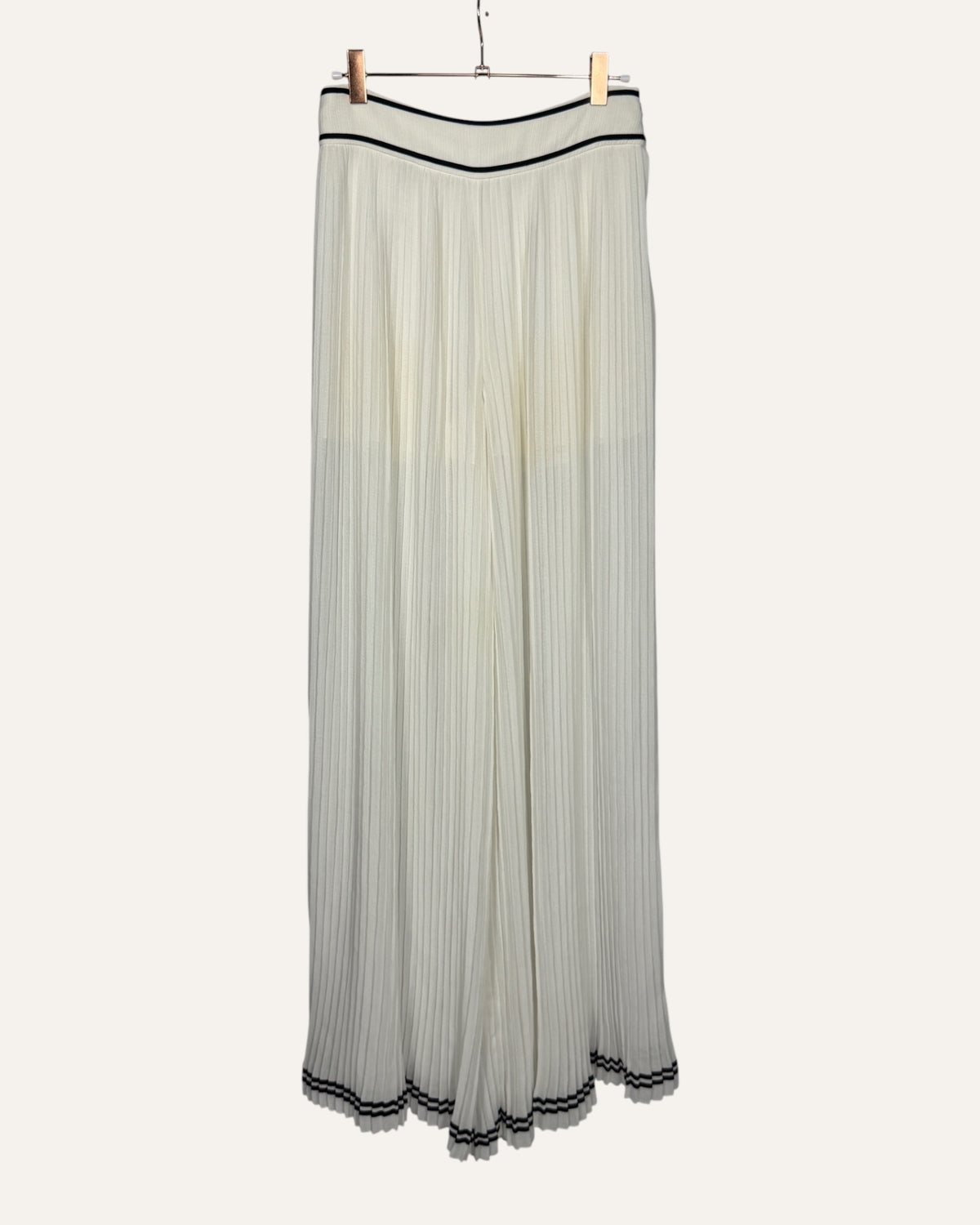 Philosophy di Lorenzo Serafini white pleated palazzo trousers with navy trim