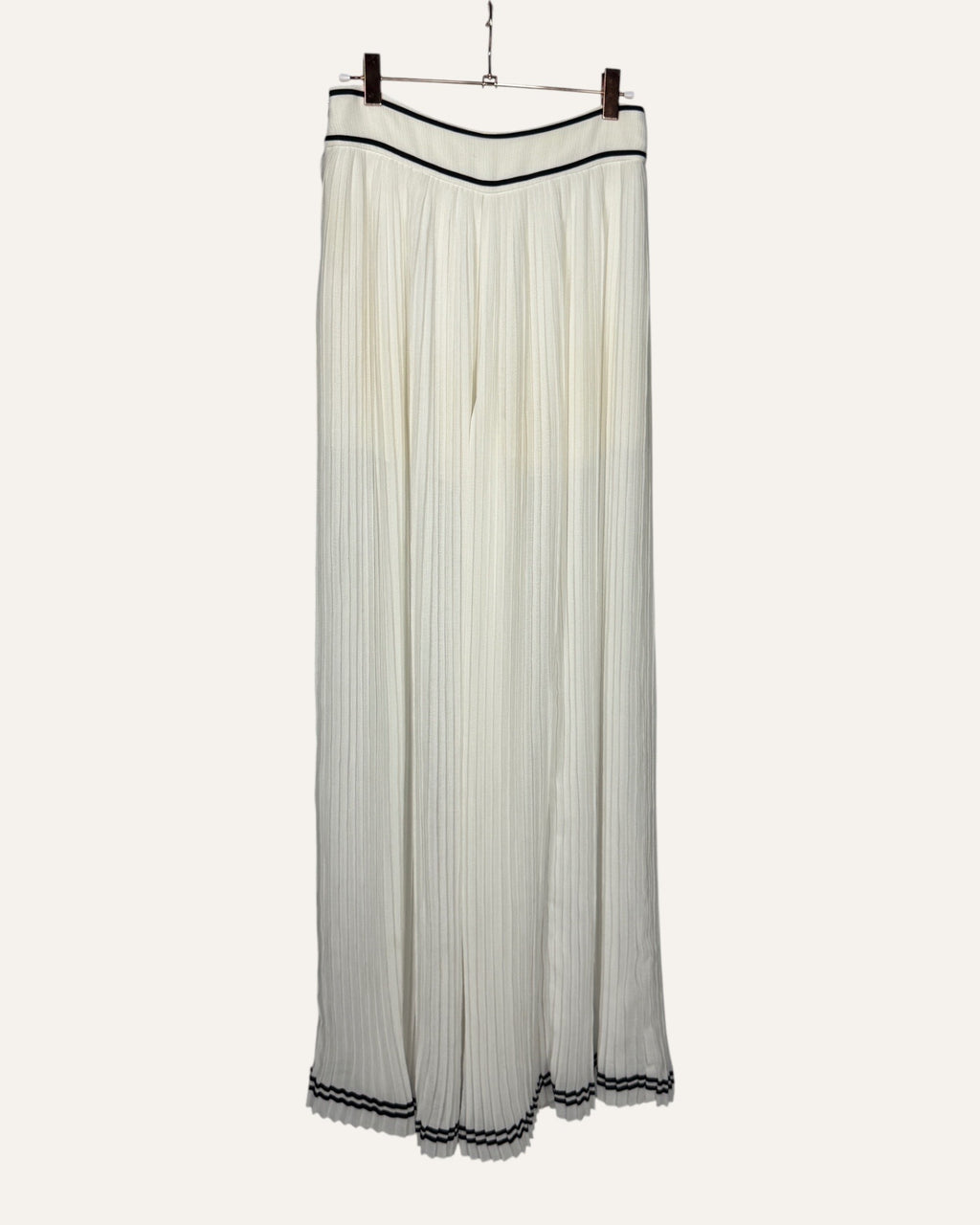 Philosophy di Lorenzo Serafini white pleated palazzo trousers with navy trim