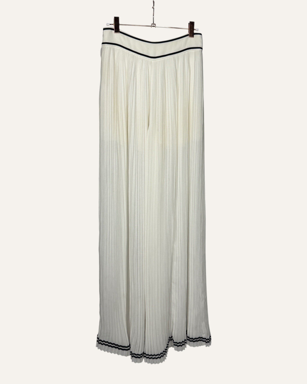Philosophy di Lorenzo Serafini white pleated palazzo trousers with navy trim