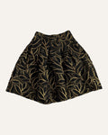 Oscar de la Renta black and gold leaf jacquard pleated bubble skirt