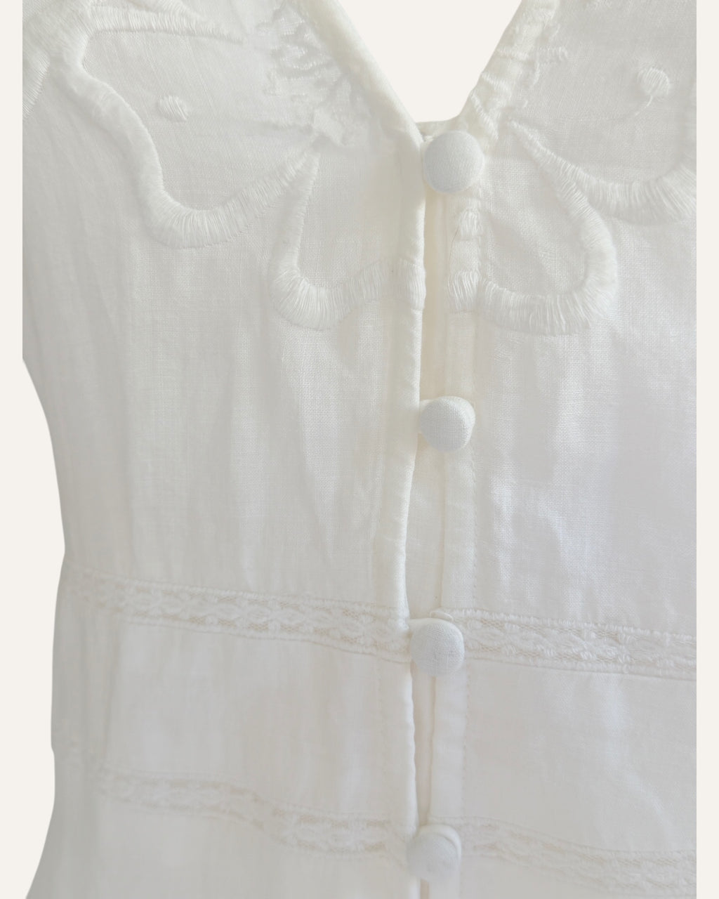 Veronica Beard Hope cream eyelet embroidered maxi dress with puff sleeves