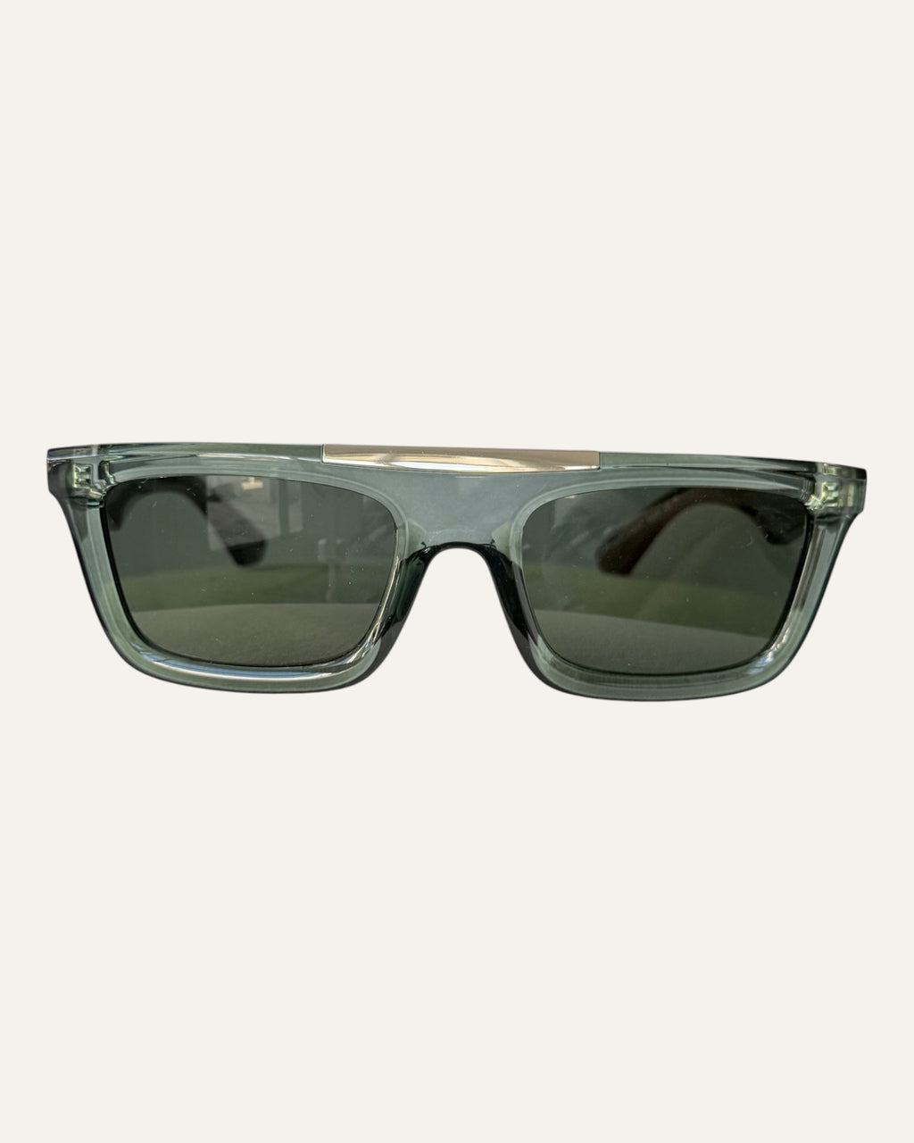 Burberry 4451-U green rectangular sunglasses with gold brow bar detail