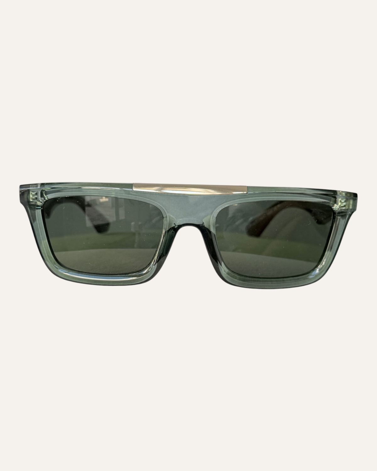 Burberry 4451-U green rectangular sunglasses with gold brow bar detail