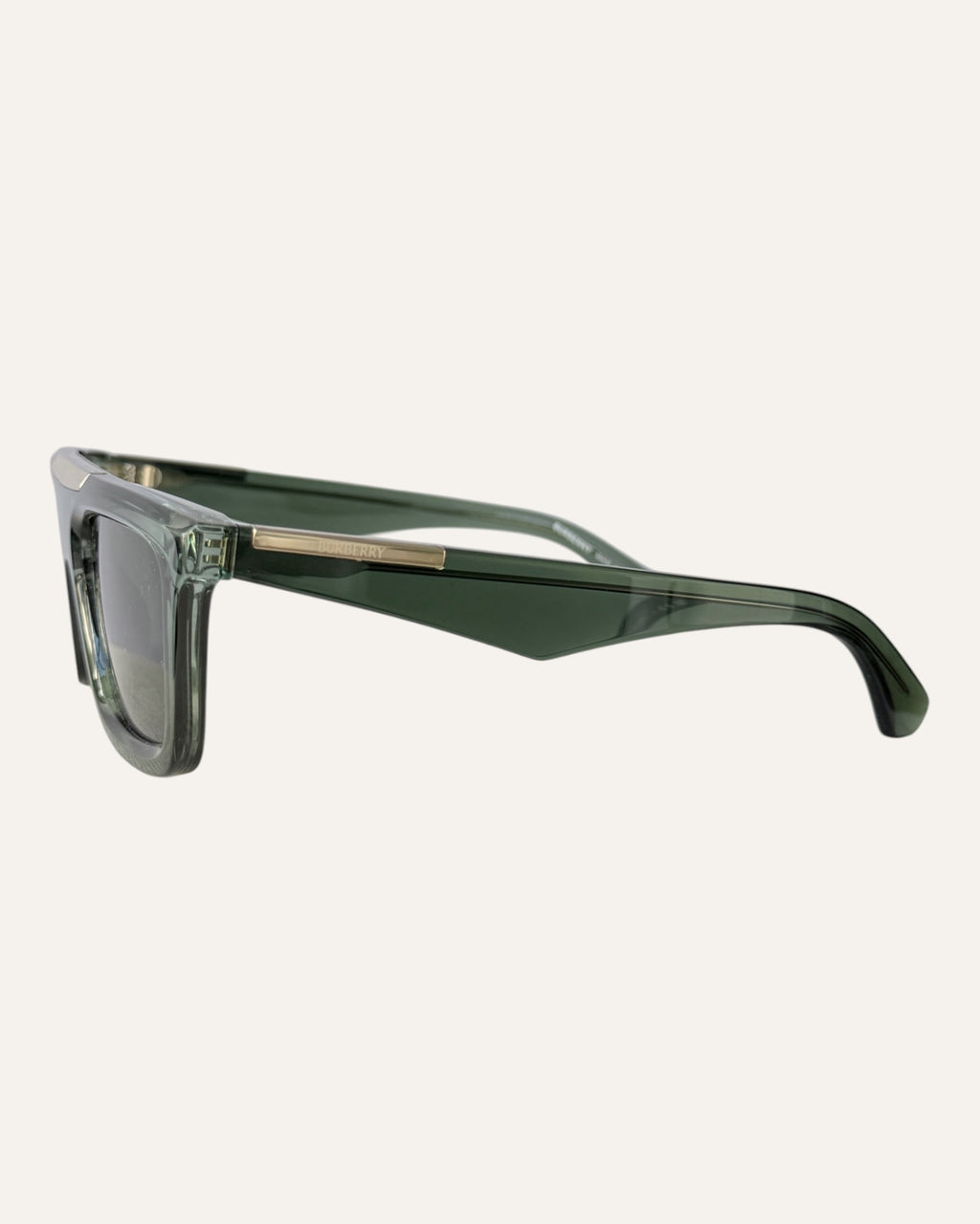 Burberry 4451-U green rectangular sunglasses with gold brow bar detail