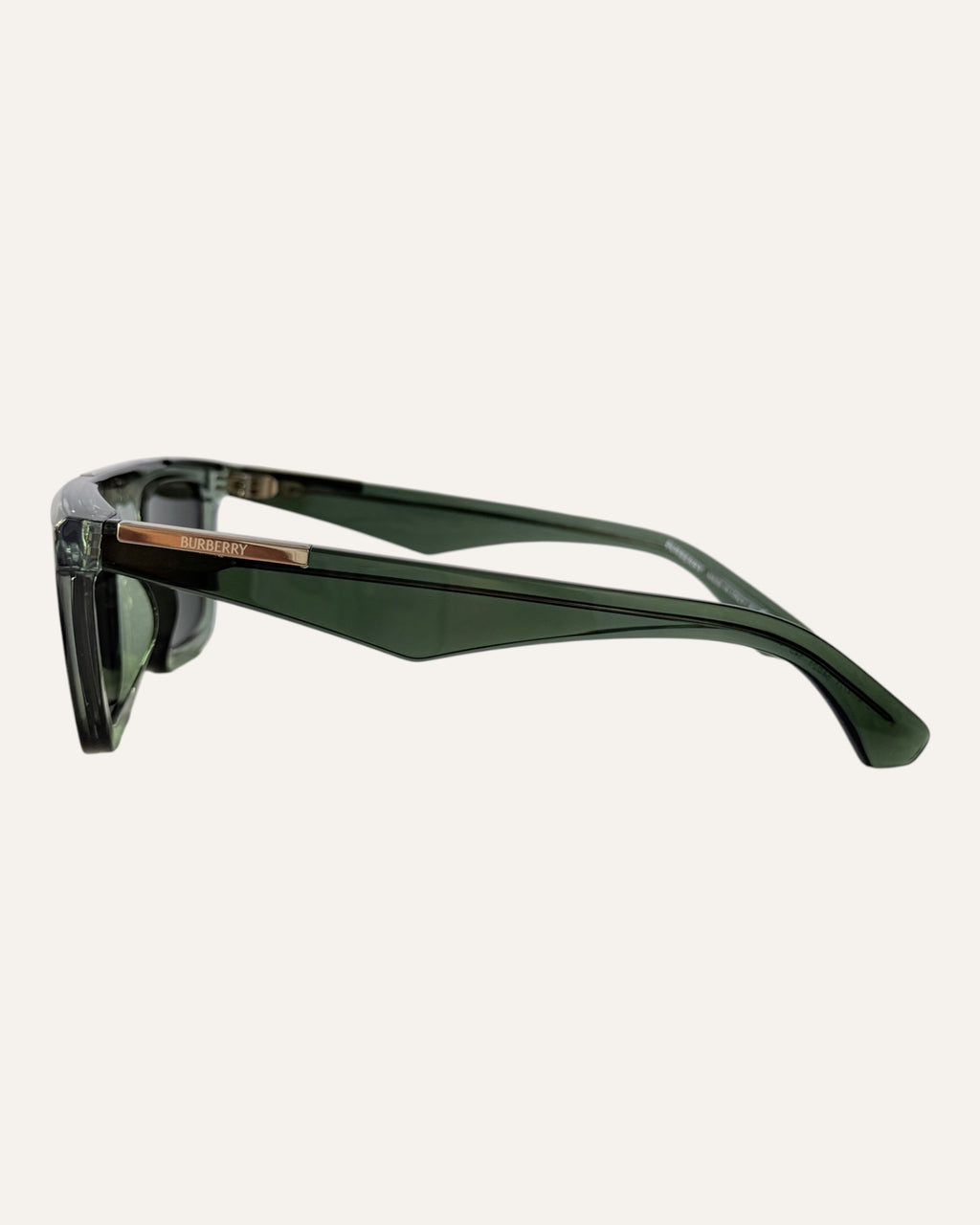 Burberry 4451-U green rectangular sunglasses with gold brow bar detail