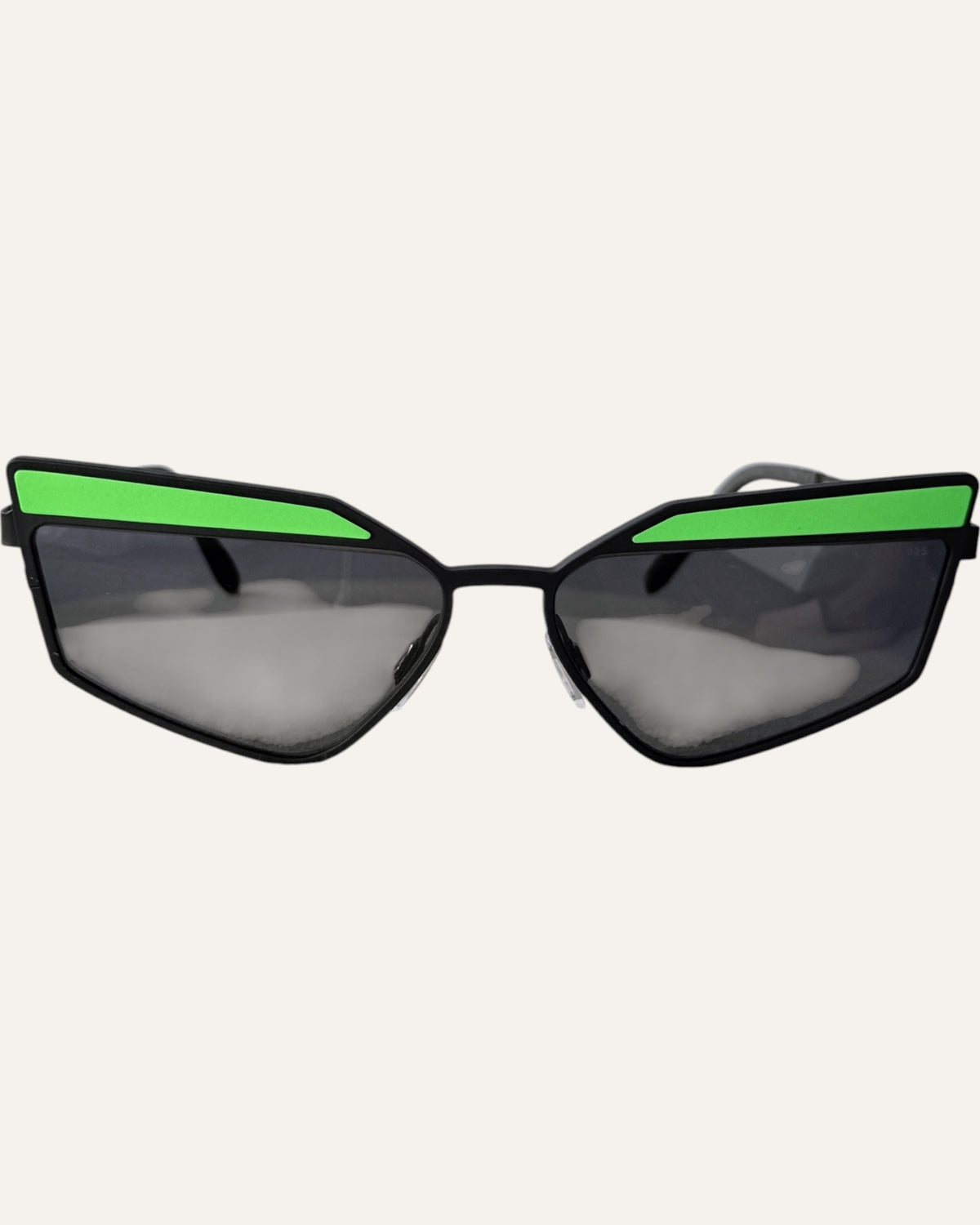 Blackfin Rocky black and electric green angular sunglasses