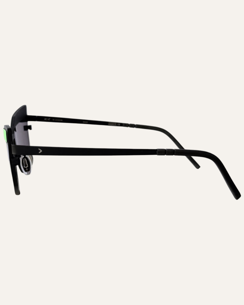 Blackfin Rocky black and electric green angular sunglasses
