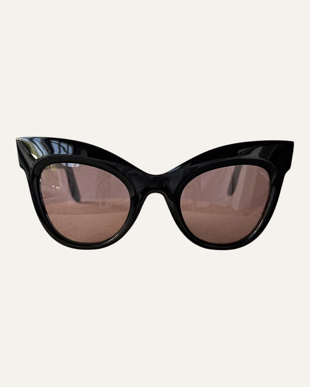 Lapima Helena black cat-eye sunglasses with brown lenses