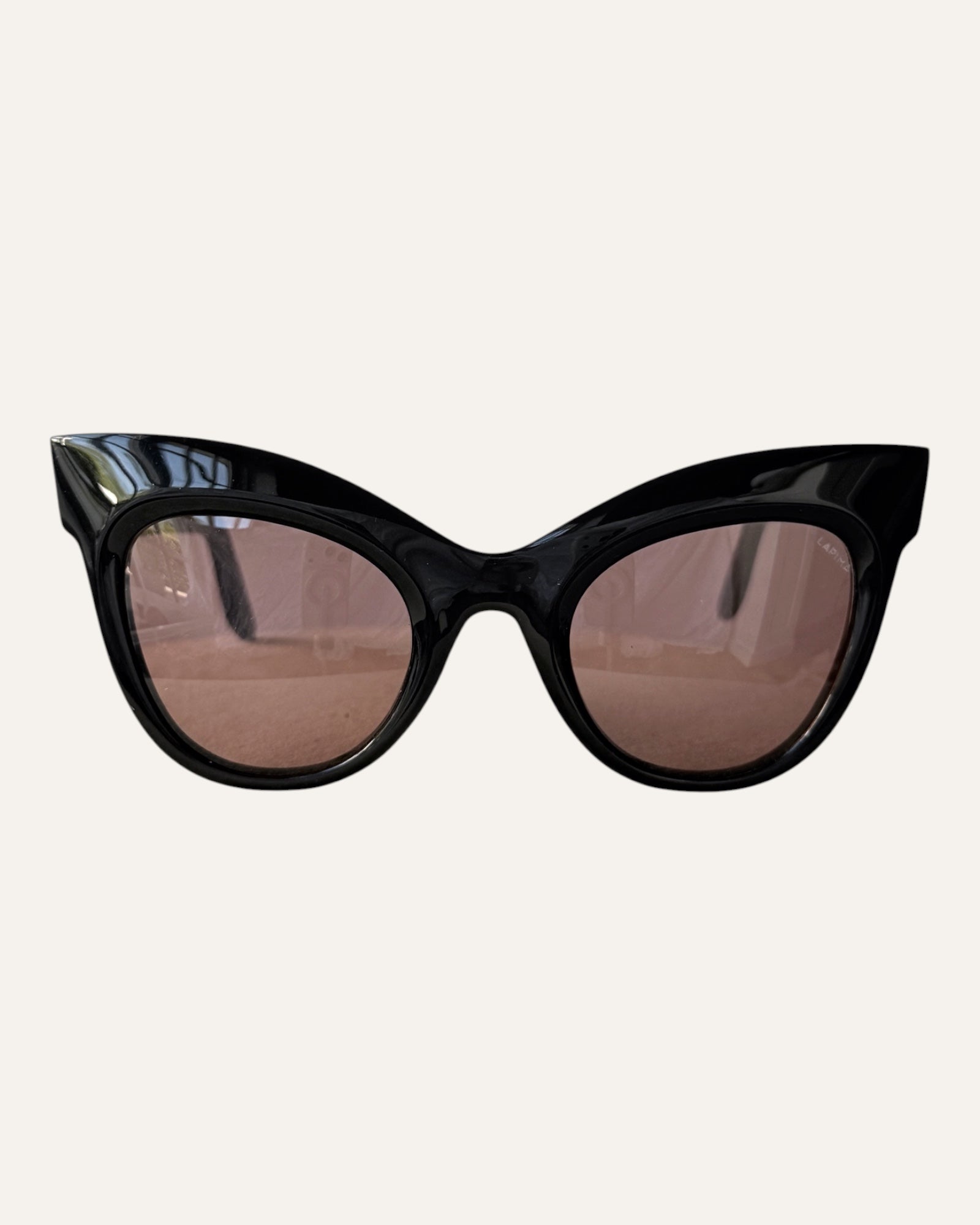 Lapima Helena black cat-eye sunglasses with brown lenses