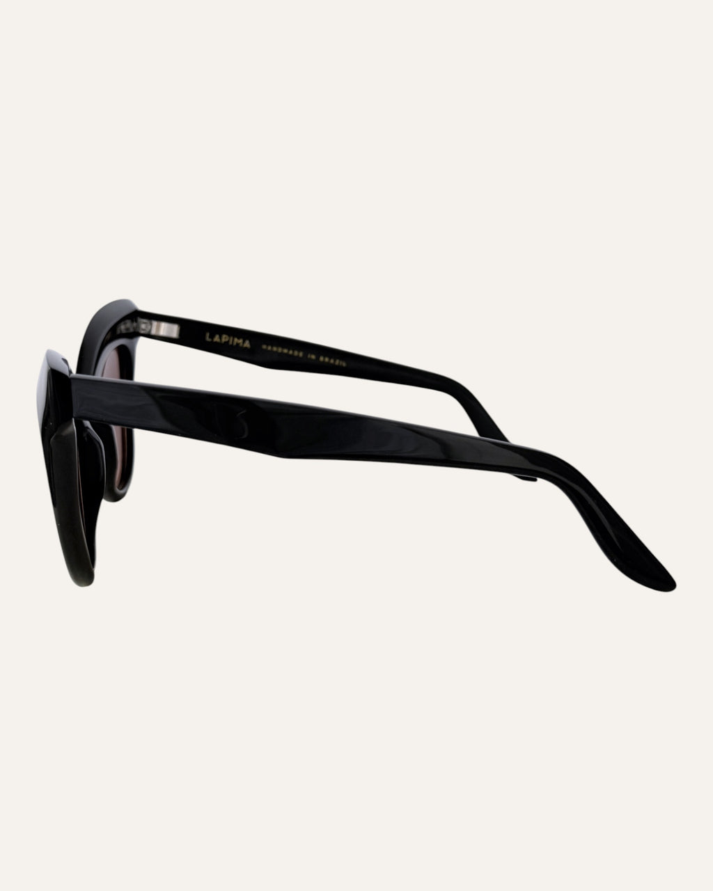 Lapima Helena black cat-eye sunglasses with brown lenses