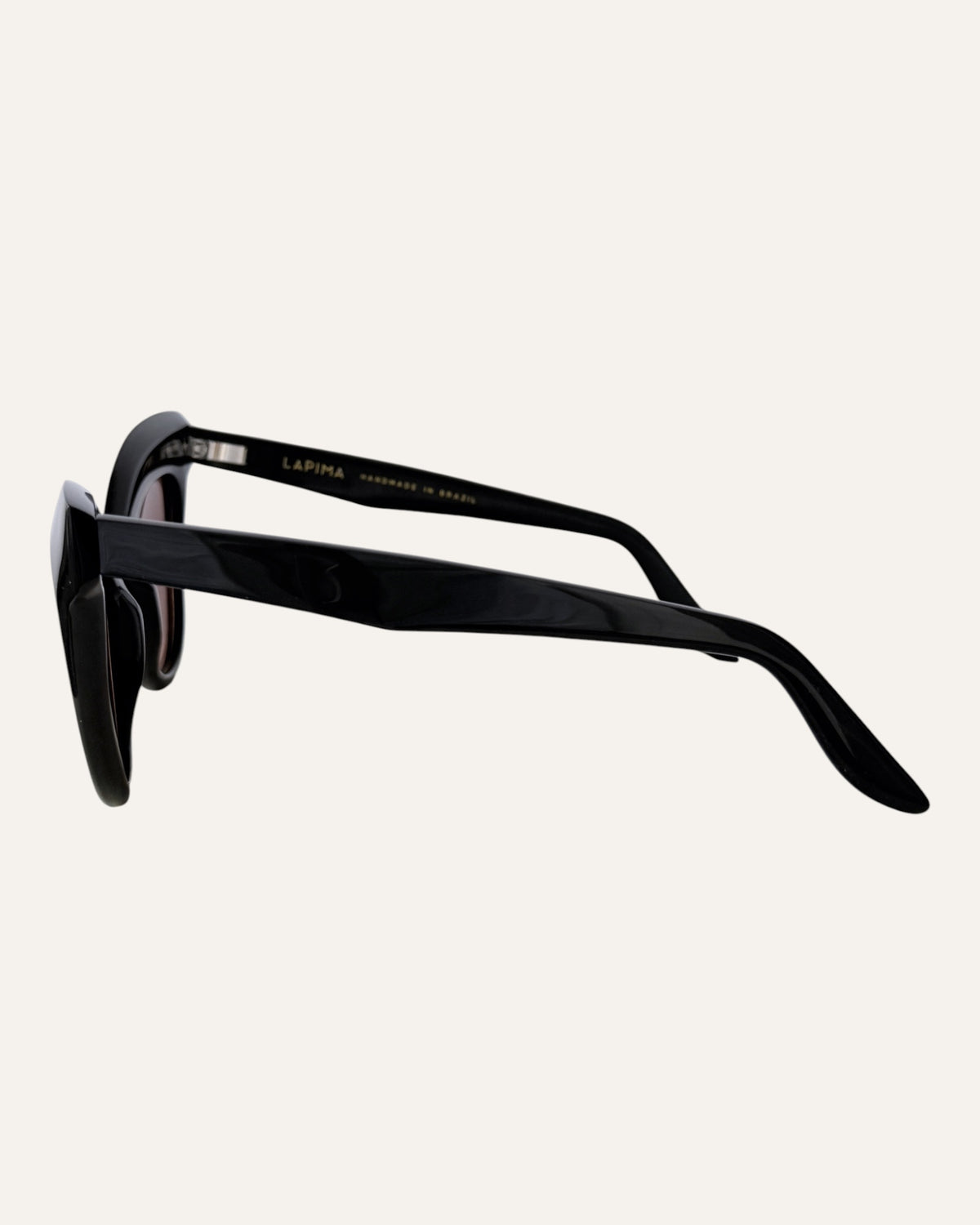 Lapima Helena black cat-eye sunglasses with brown lenses