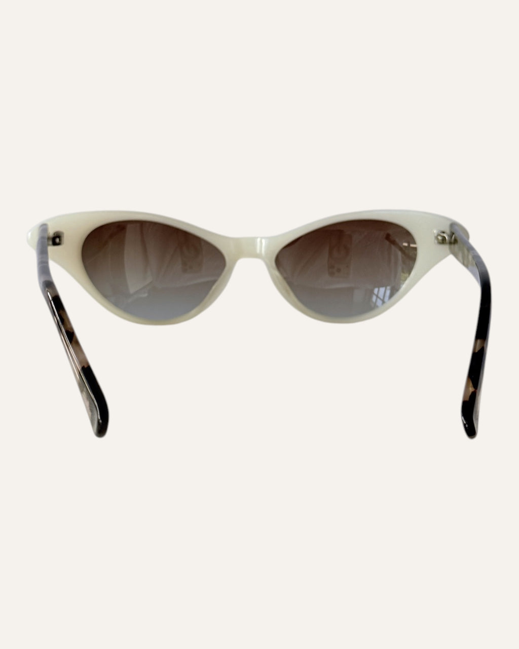 Shevoke Monroe milky ivory cat-eye sunglasses with gradient brown lenses