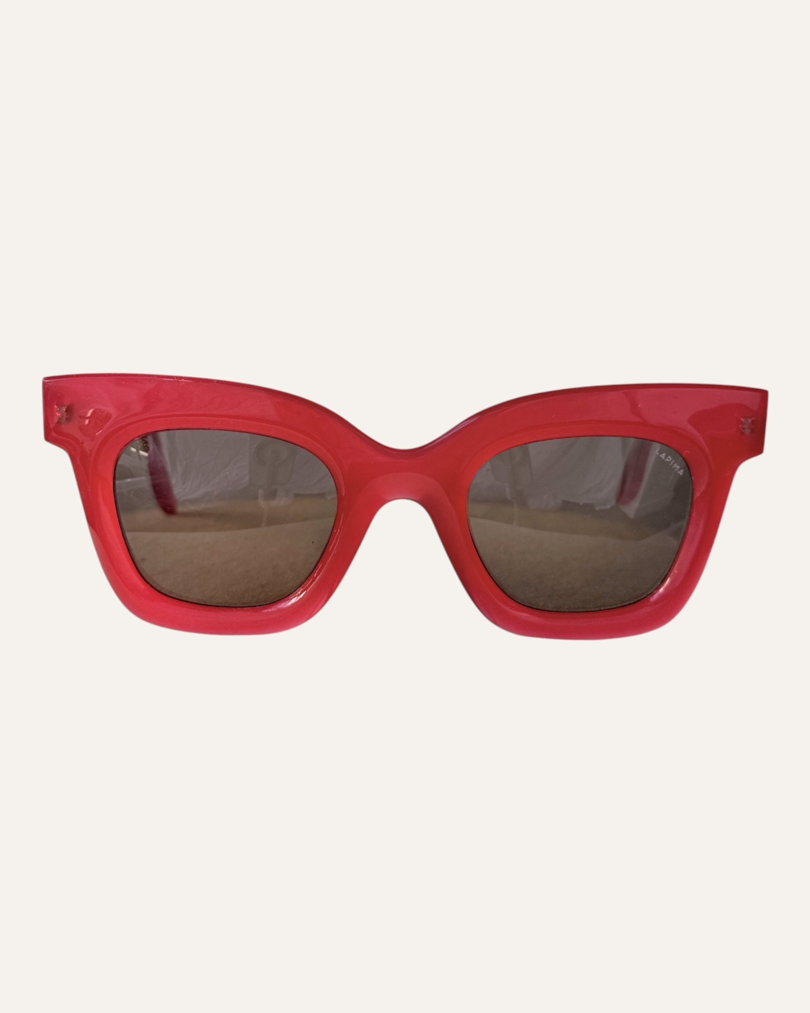 Lapima Lisa Petite bright red square frame sunglasses