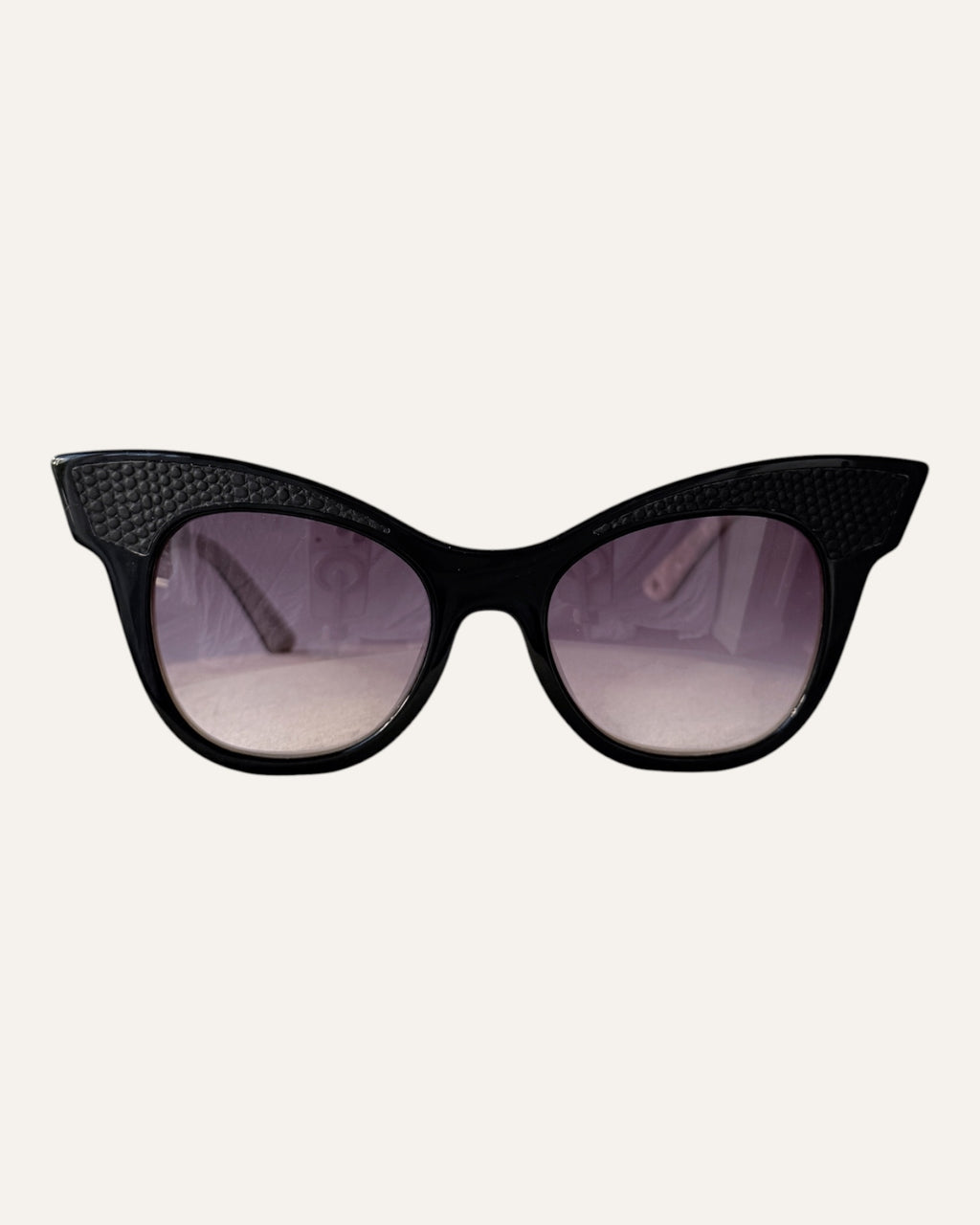 Equipment Audrey black cat-eye sunglasses with snakeskin trim