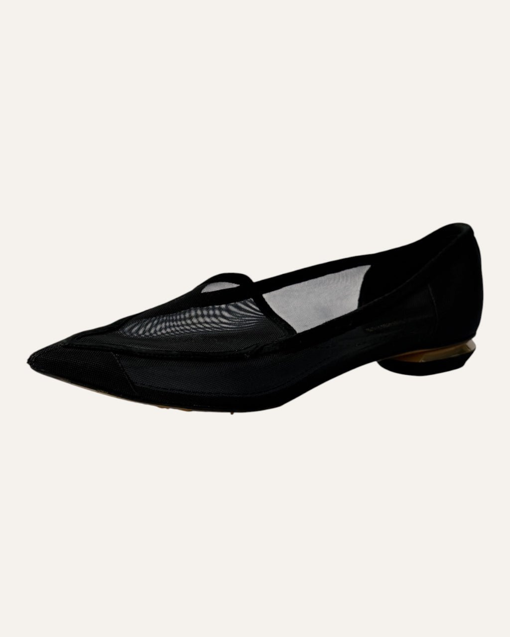 Nicholas Kirkwood black pointed-toe flats with gold opera heel detail