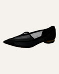 Nicholas Kirkwood black pointed-toe flats with gold opera heel detail