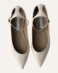 Aquazzura Love Affair pinky nude patent pointed-toe flats with ankle strap