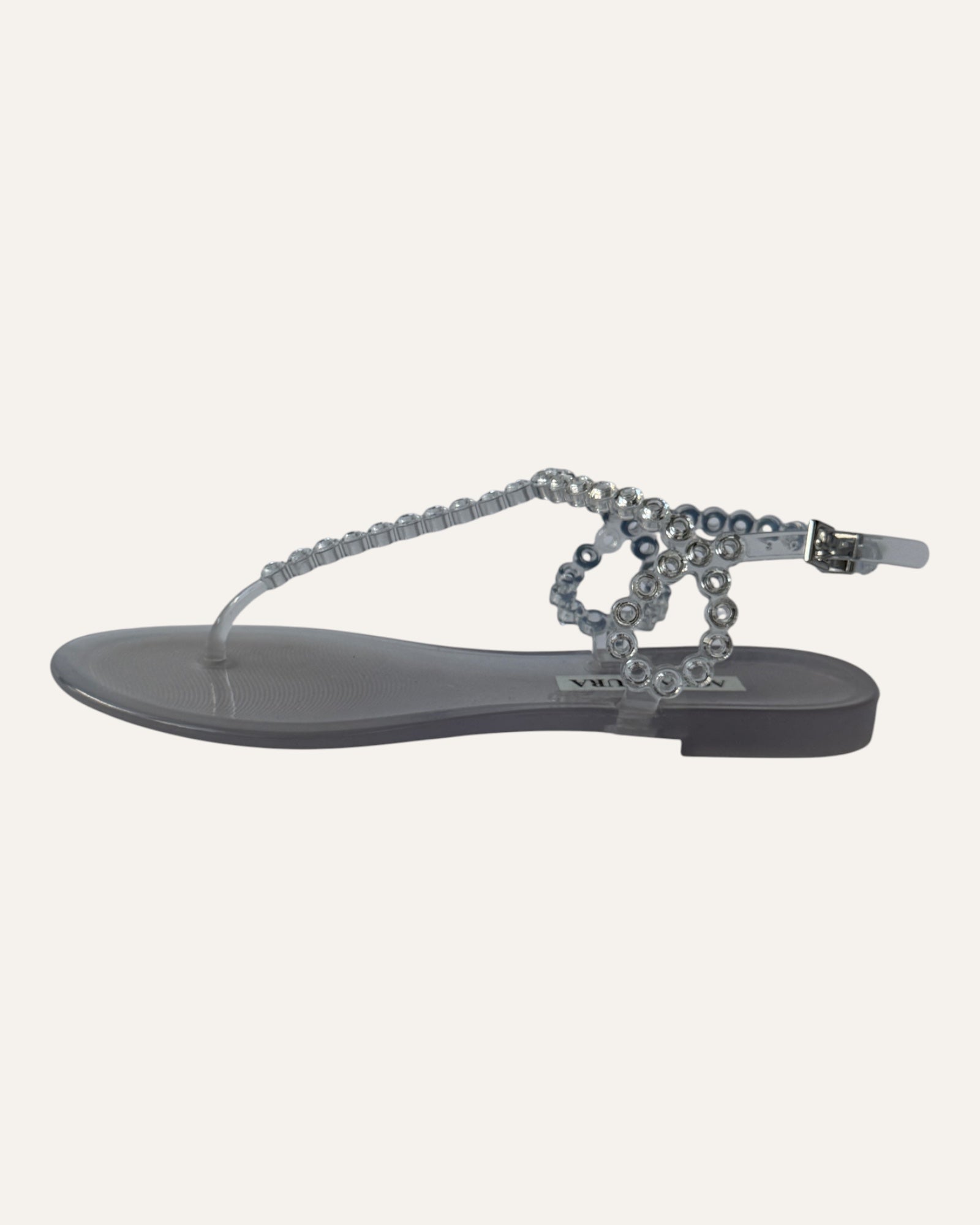 Aquazzura clear crystal jelly thong sandals with beaded ankle strap
