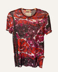 Vintage JPG Jeans by Jean Paul Gaultier sheer mesh t-shirt in red, magenta and purple Bacteria print