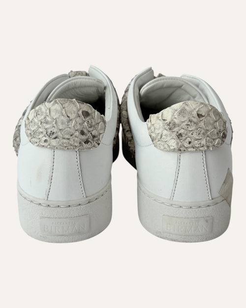 Alexandre Birman white leather slip-on sneakers with knotted jungle snake bow strap