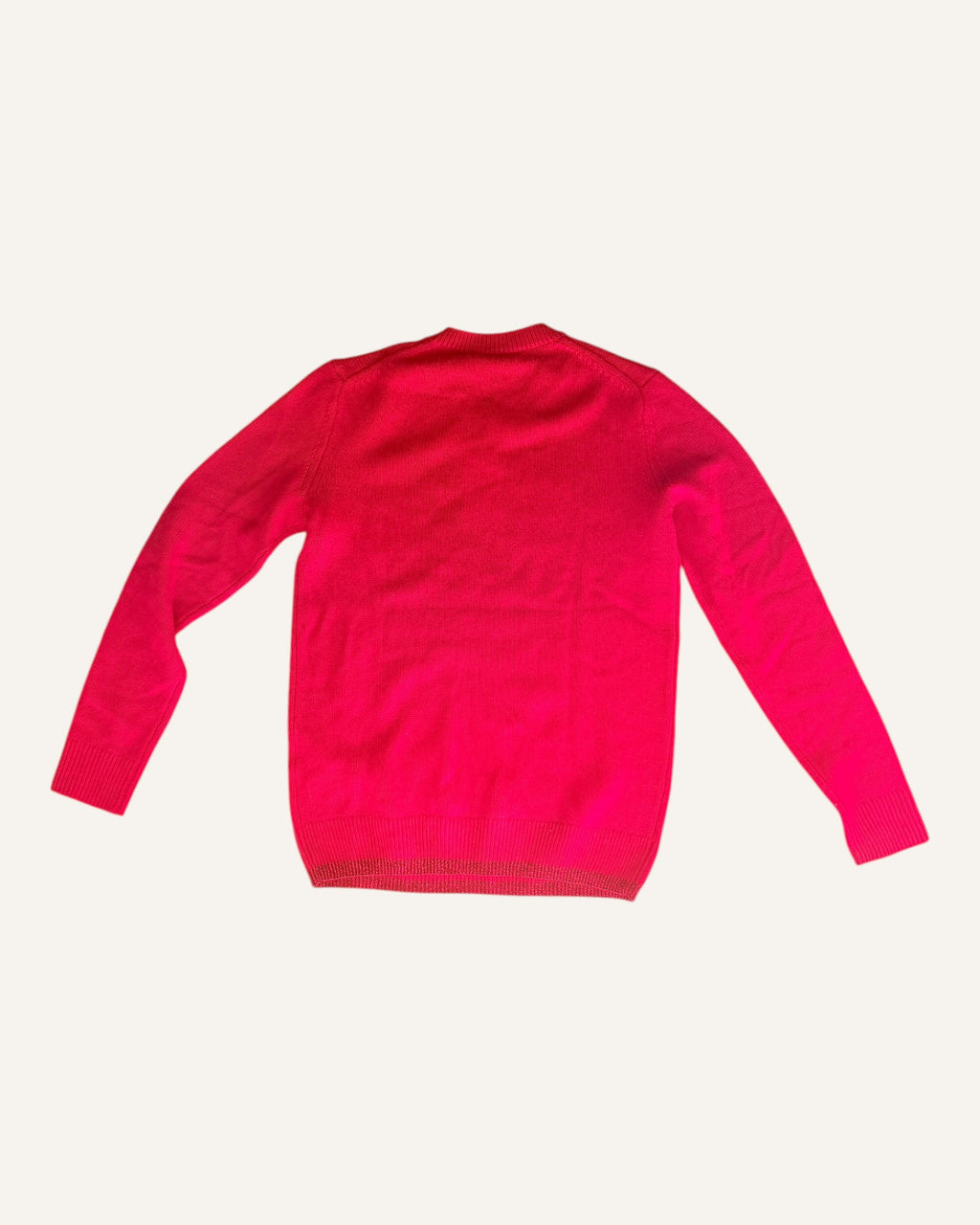 Coach red pig intarsia wool-cashmere crewneck sweater with Western lettering and desert graphic, size S
