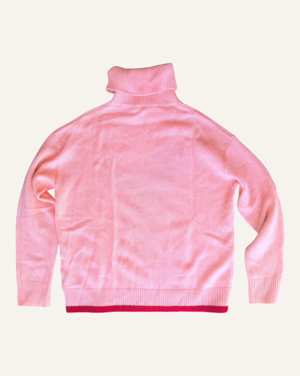 Coach pink Rexy tiger intarsia wool-cashmere turtleneck sweater with glitter hem, size S