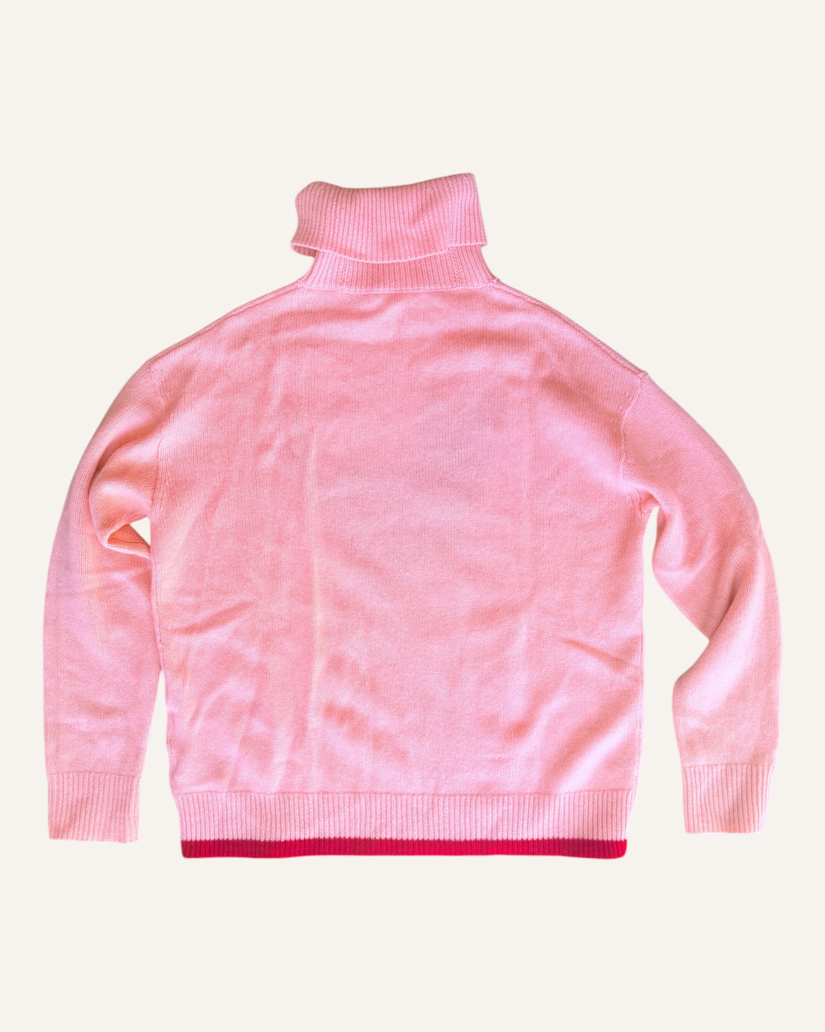 Coach pink Rexy tiger intarsia wool-cashmere turtleneck sweater with glitter hem, size S