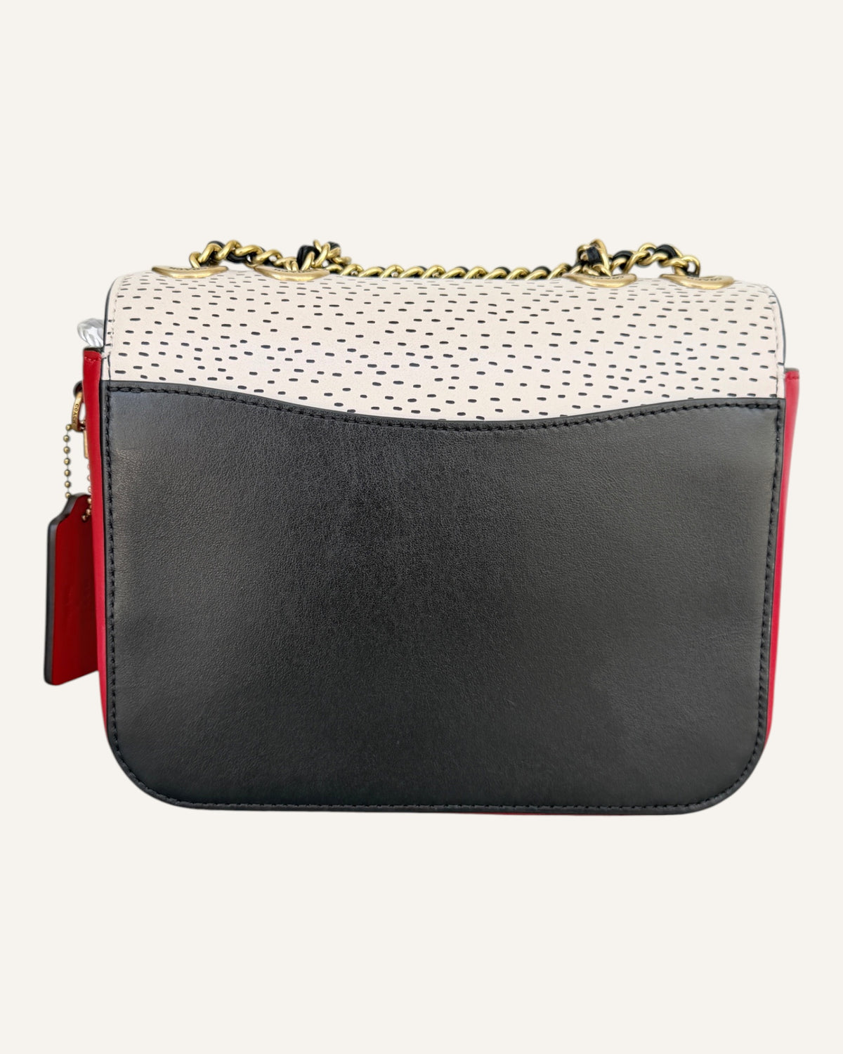Coach x Disney x Keith Haring Mickey Mouse chain shoulder bag in black, cream and red leather with gold turnlock