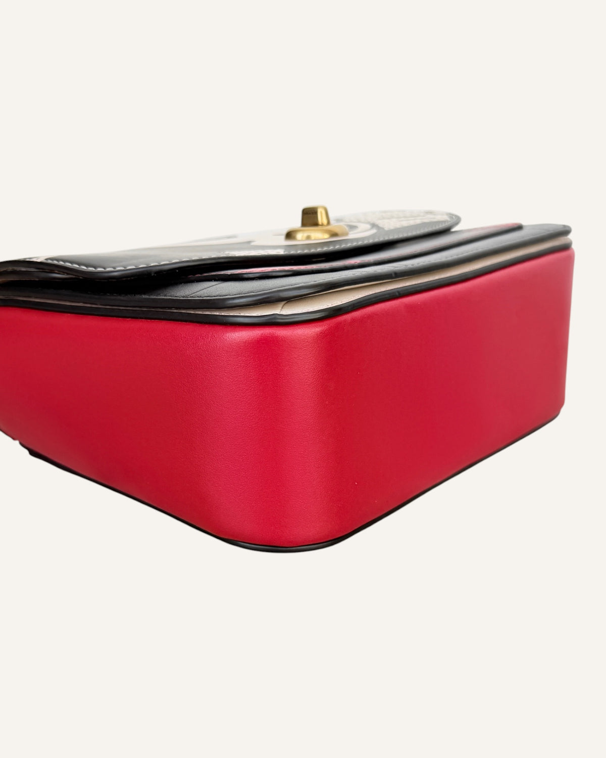 Coach x Disney x Keith Haring Mickey Mouse chain shoulder bag in black, cream and red leather with gold turnlock