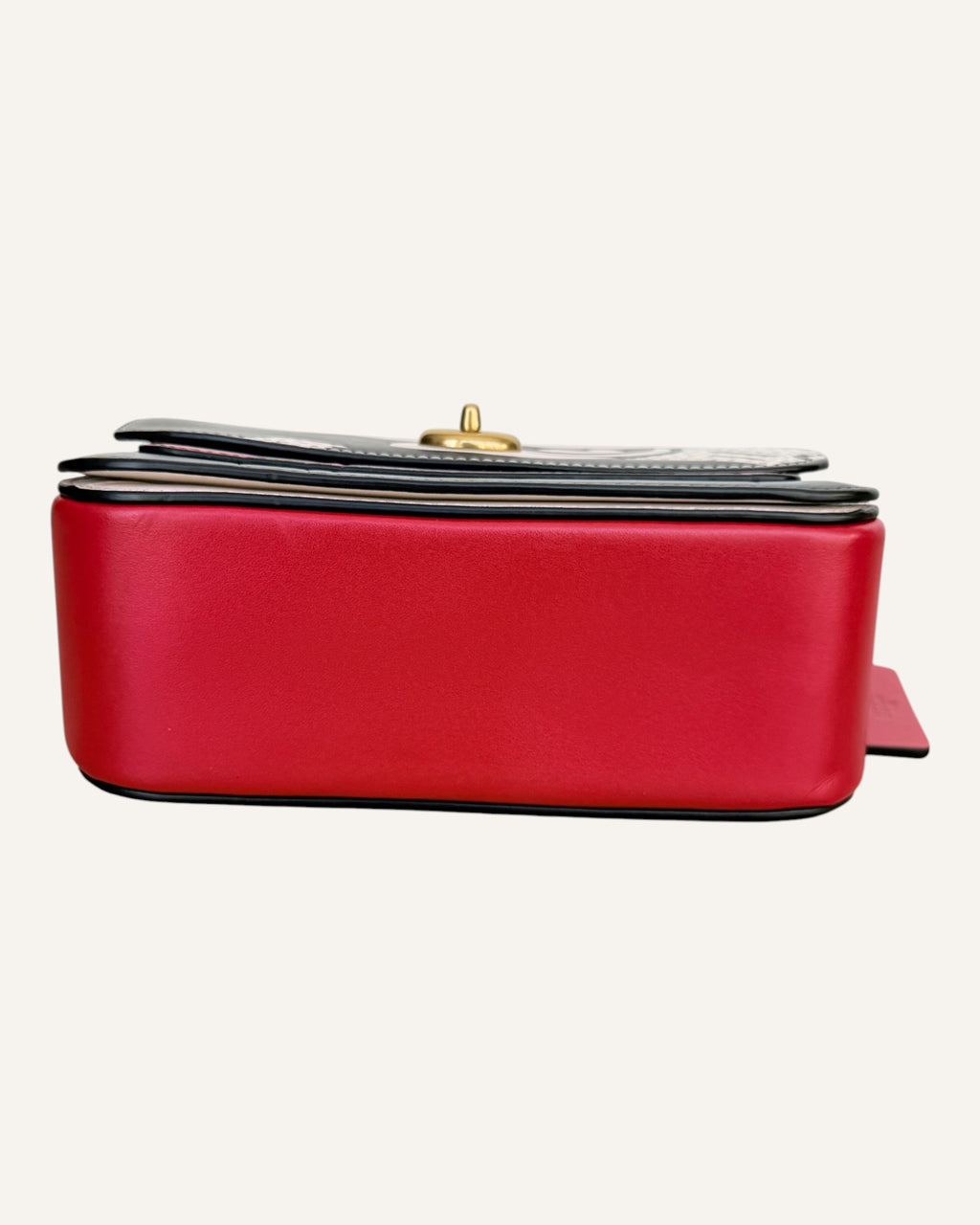 Coach x Disney x Keith Haring Mickey Mouse chain shoulder bag in black, cream and red leather with gold turnlock