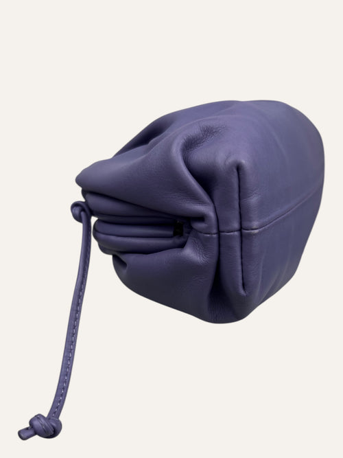 Bottega Veneta Purple Pleated Calfskin Mini Pouch