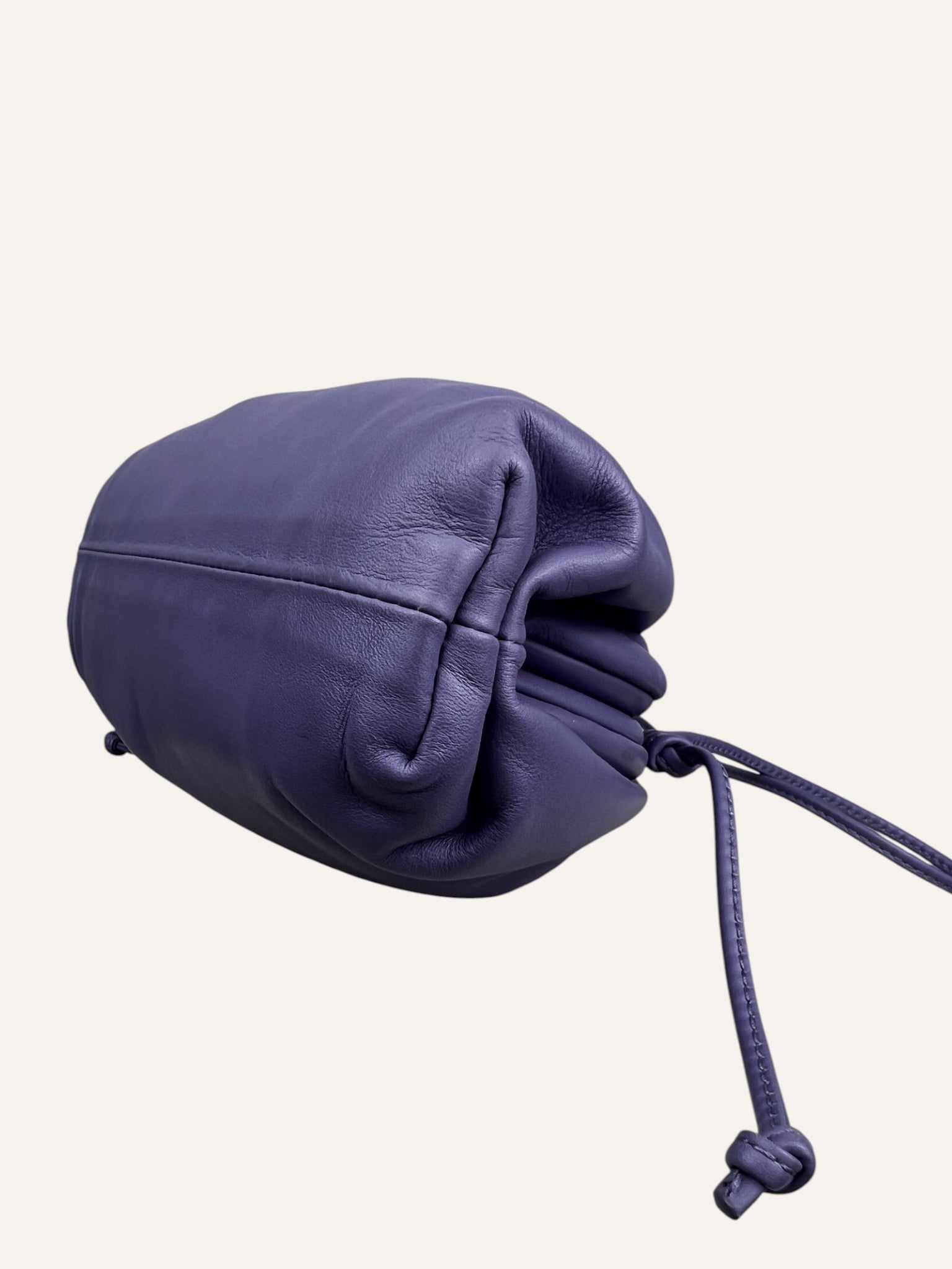 Bottega Veneta Purple Pleated Calfskin Mini Pouch