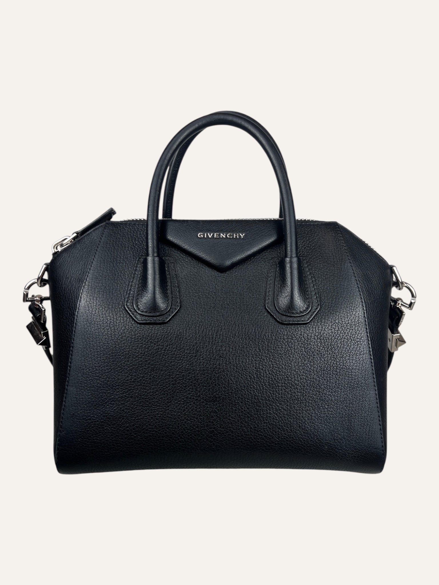 Givenchy Antigona Small Black Goatskin Leather Bag