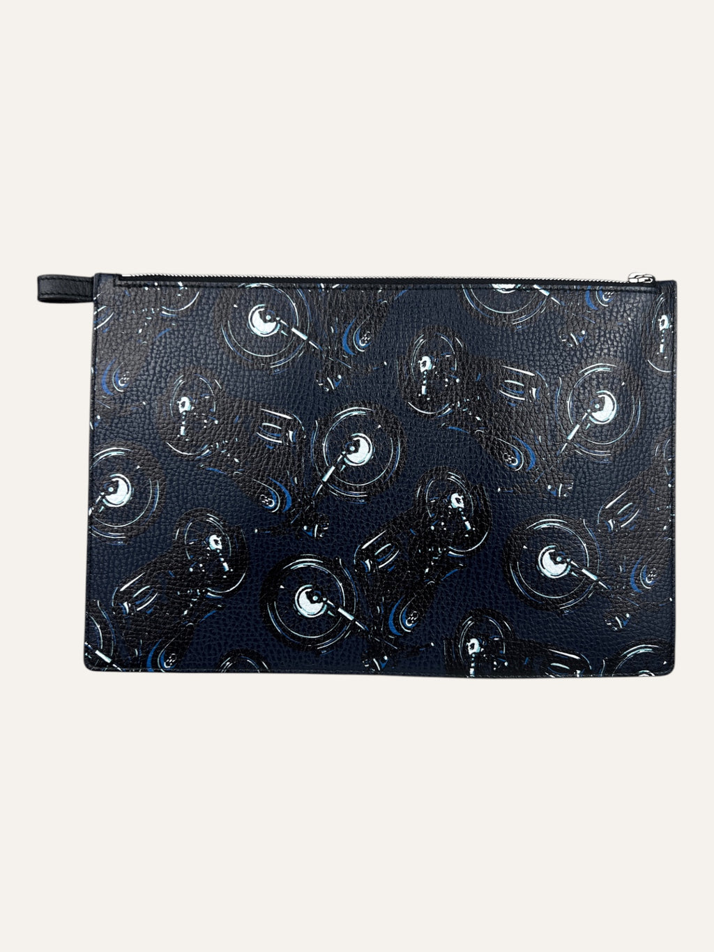 Salvatore Ferragamo Black Motorcycle Print Pouch