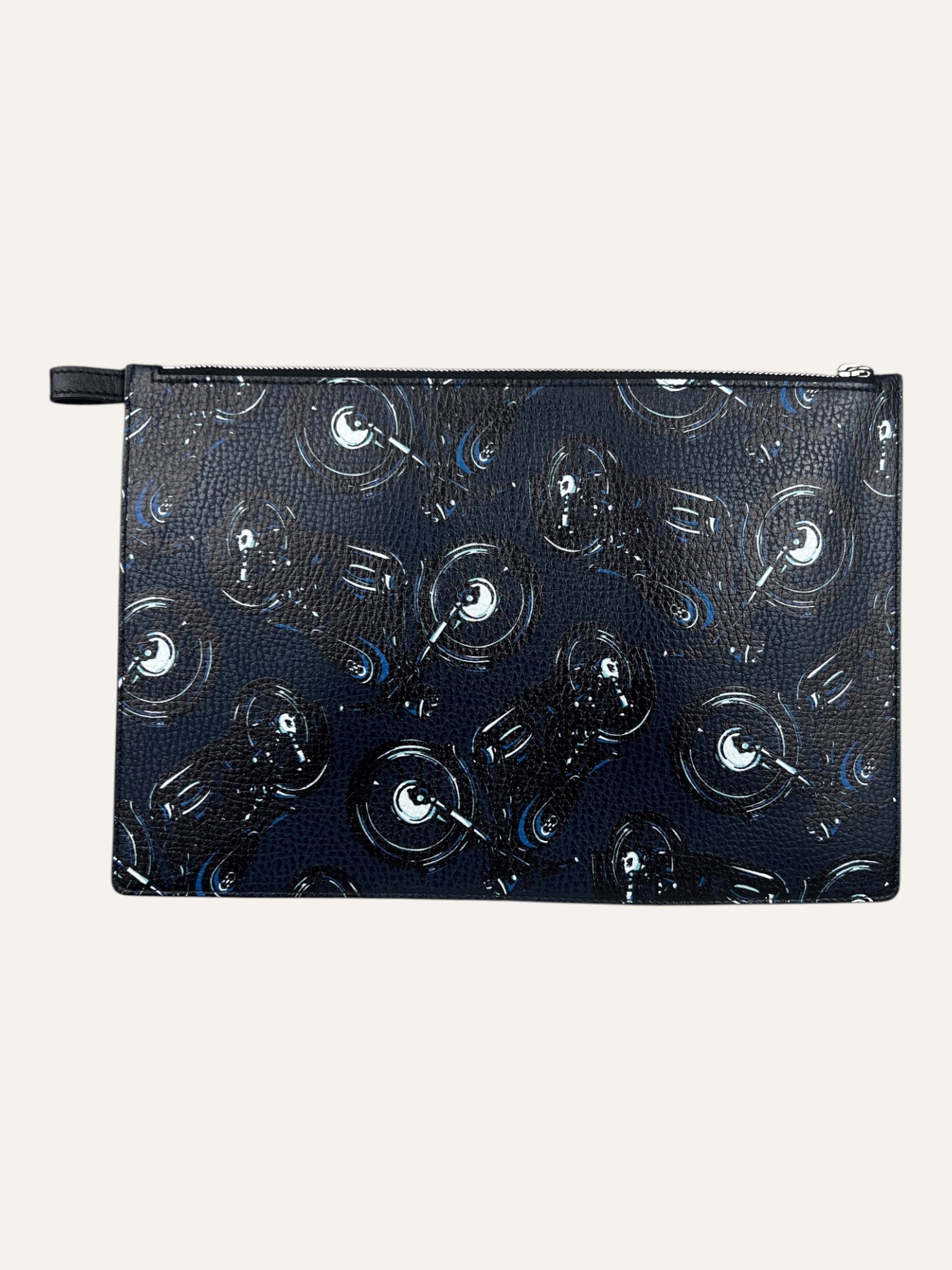 Salvatore Ferragamo Black Motorcycle Print Pouch