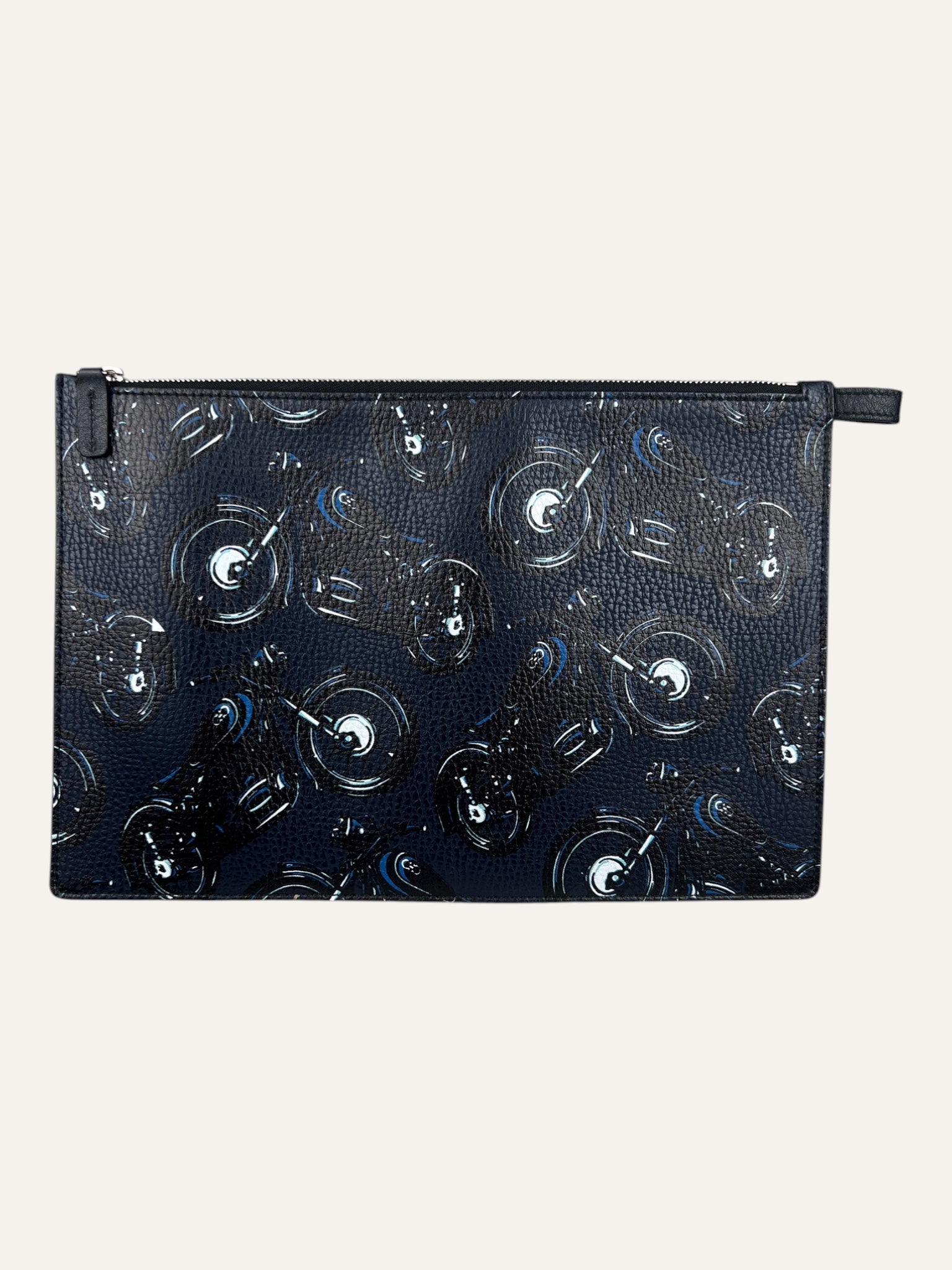 Salvatore Ferragamo Black Motorcycle Print Pouch