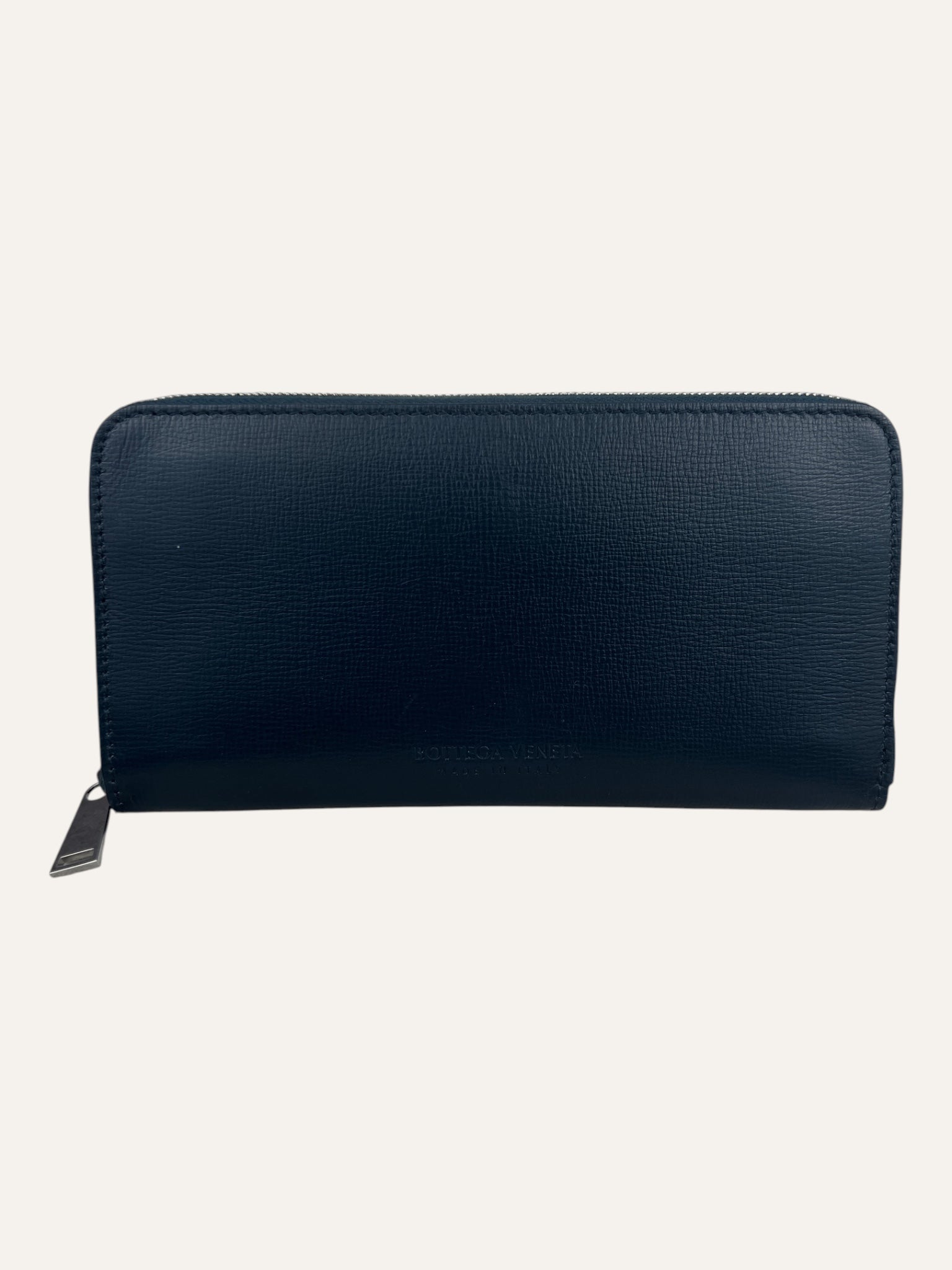 Bottega Veneta Navy Blue Zippy Wallet