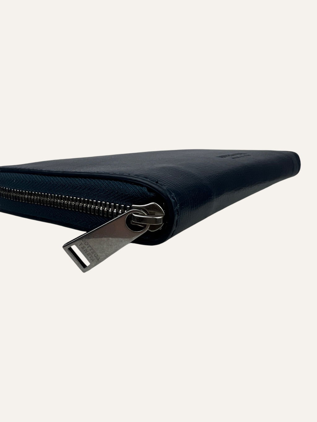 Bottega Veneta Navy Blue Zippy Wallet