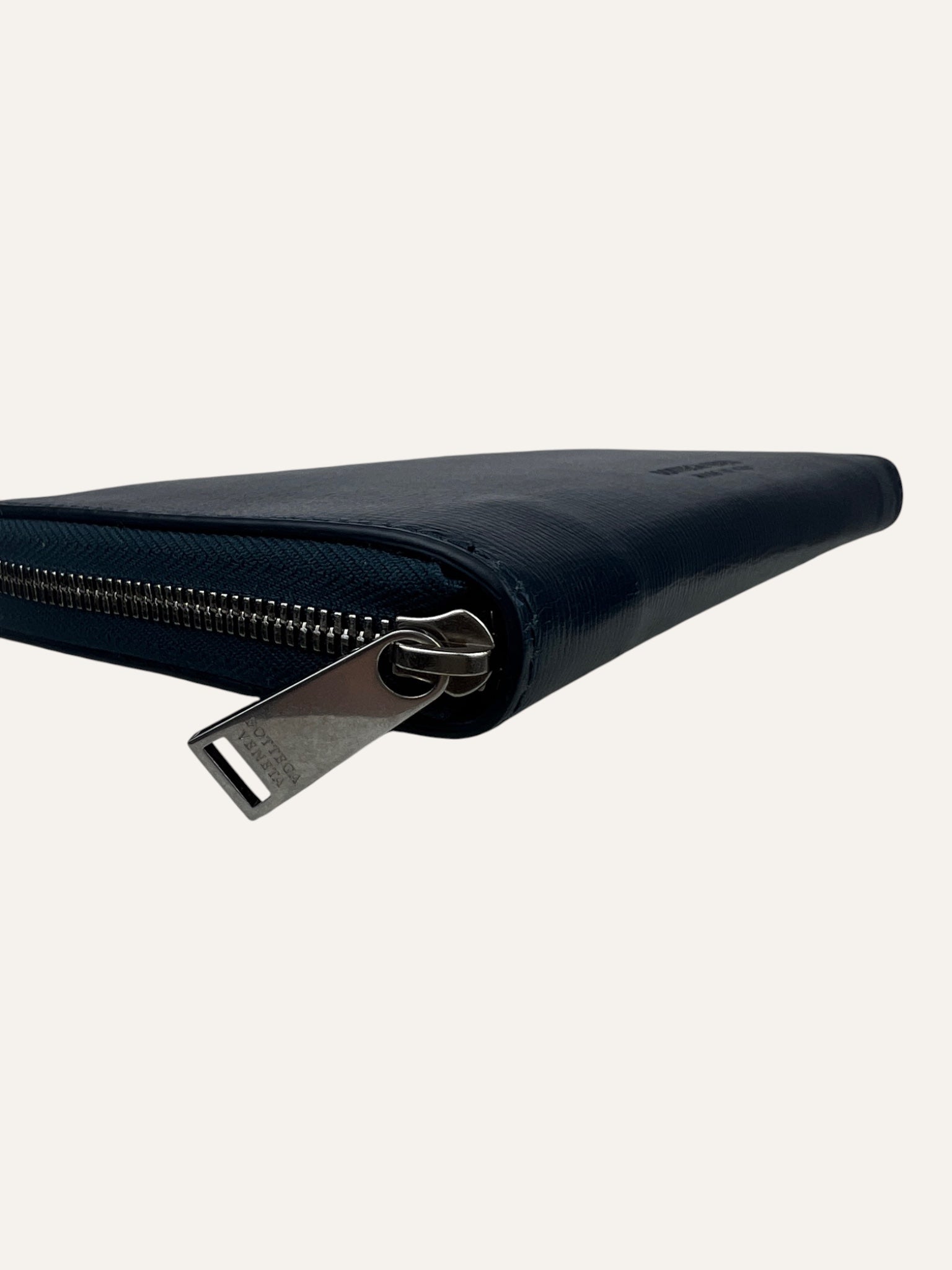 Bottega Veneta Navy Blue Zippy Wallet
