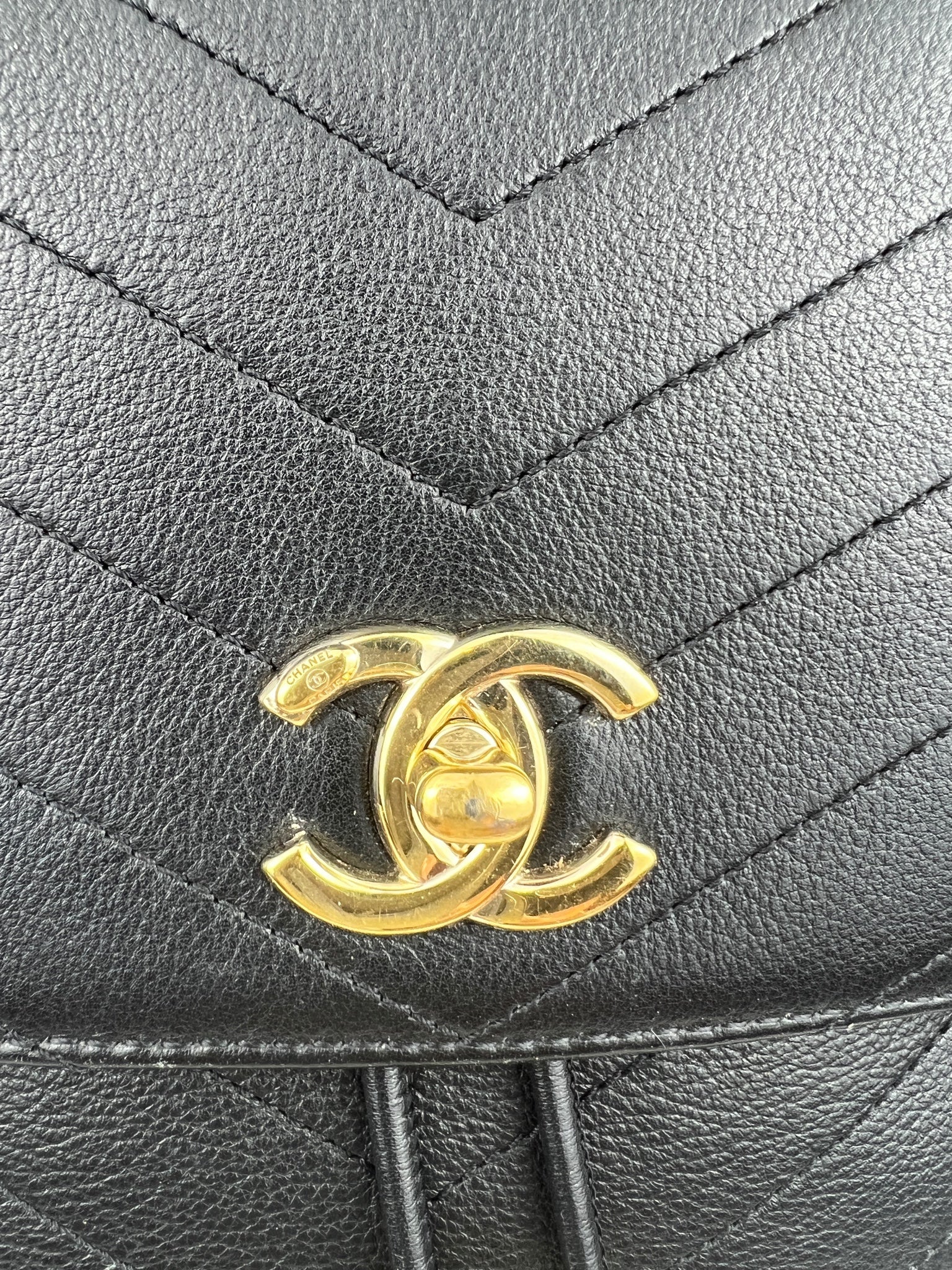 Chanel Coco Black Chevron Backpack