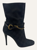 Gucci GG Monogram Horsebit Chain Ankle Boot