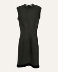Alaïa green and black diamond-textured knit sheath dress with fringed hem